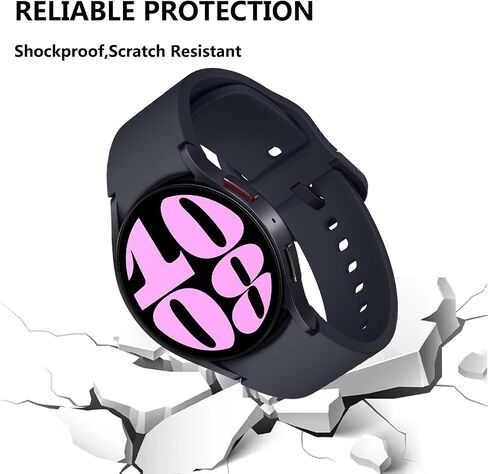 [2-Pack] Case for Samsung Galaxy Watch 6 Classic 43mm,Hard PC Ultra-Thin Protective Cover Bumper Waterproof Tempered Glass Screen Protector Accessories for Samsung Watch 6 43mm,Black+Black in Saudi Arabia