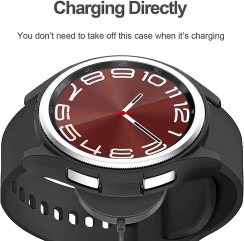 [2-Pack] Case for Samsung Galaxy Watch 6 Classic 43mm,Hard PC Ultra-Thin Protective Cover Bumper Waterproof Tempered Glass Screen Protector Accessories for Samsung Watch 6 43mm,Black+Black in Saudi Arabia