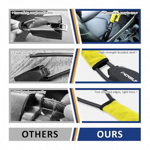 قفل عجلة القيادة من بينسون، جهاز سيارة عالمي مضاد للسرقة، يناسب معظم المركبات مع أبازيم حزام مقعد السيارة، لشاحنة الدفع الرباعي وسيارة الجولف، أمان مع 3 مفاتيح، برتقالي in Kuwait