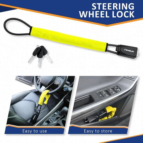 قفل عجلة القيادة من بينسون، جهاز سيارة عالمي مضاد للسرقة، يناسب معظم المركبات مع أبازيم حزام مقعد السيارة، لشاحنة الدفع الرباعي وسيارة الجولف، أمان مع 3 مفاتيح، برتقالي in Kuwait