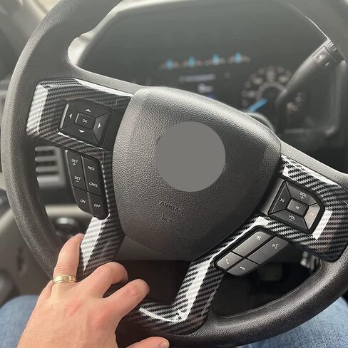 Keptrim لـ F-150 ABS غطاء عجلة القيادة من ألياف الكربون لـ 2015 2016 2017 2018 2019 2020 Ford F150، لـ 2017-2022 F250 F350، لـ 2018-2021 Ford Expedition in Kuwait
