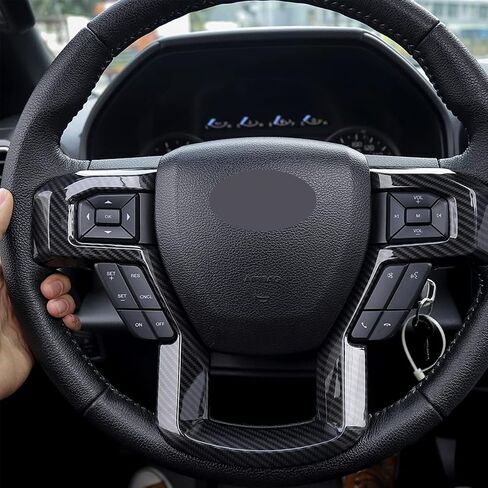 Keptrim لـ F-150 ABS غطاء عجلة القيادة من ألياف الكربون لـ 2015 2016 2017 2018 2019 2020 Ford F150، لـ 2017-2022 F250 F350، لـ 2018-2021 Ford Expedition in Kuwait