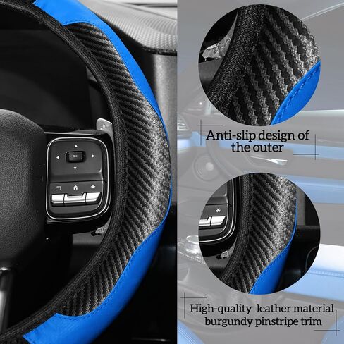 30 Pcs Car Accessories Set PU Leather Steering Wheel Cover Anti Slip Steering Wheel Protector Car Vent Trim Strips Air Conditioner Insert Strips with Installation Tool for Most Car SUV (Black) in Kuwait