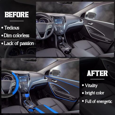 30 Pcs Car Accessories Set PU Leather Steering Wheel Cover Anti Slip Steering Wheel Protector Car Vent Trim Strips Air Conditioner Insert Strips with Installation Tool for Most Car SUV (Black) in Kuwait