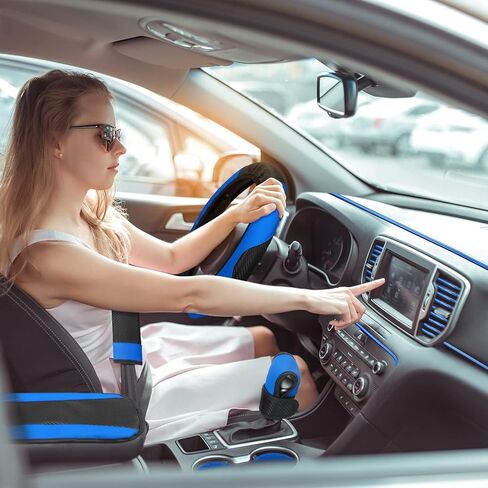 30 Pcs Car Accessories Set PU Leather Steering Wheel Cover Anti Slip Steering Wheel Protector Car Vent Trim Strips Air Conditioner Insert Strips with Installation Tool for Most Car SUV (Black) in Kuwait