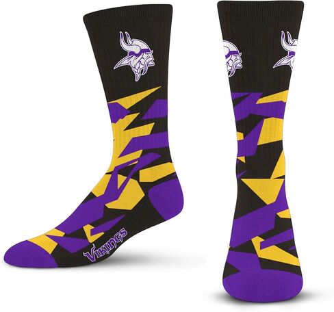 For Bare Feet NFL MINNESOTA VIKINGS Shattered Camo Crew Sock Team Color Large in Kuwait