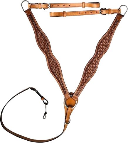 Majestic Ally Hand-Tooled Antique Finish Natural Leather Horse Breast Collar - Full Size in Saudi Arabia
