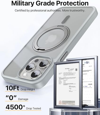 حافظة andobil لهاتف iPhone 15 Pro Max [حامل حلقي 360 درجة] [متوافق مع Magsafe] حافظة هاتف رفيعة مغناطيسية للحماية من السقوط لهاتف iPhone 15 Promax للرجال والنساء - تيتانيوم طبيعي، 6.7 بوصة in Kuwait