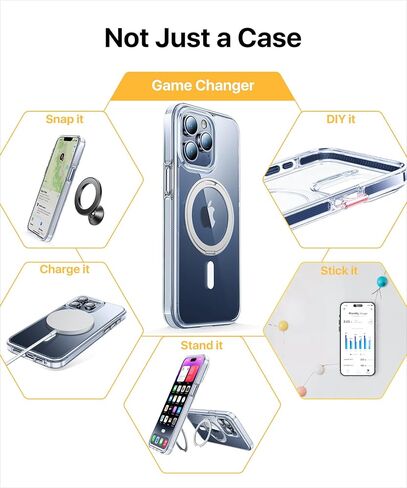 حافظة andobil لهاتف iPhone 15 Pro Max [حامل حلقي 360 درجة] [متوافق مع Magsafe] حافظة هاتف رفيعة مغناطيسية للحماية من السقوط لهاتف iPhone 15 Promax للرجال والنساء - تيتانيوم طبيعي، 6.7 بوصة in Kuwait