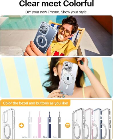 حافظة andobil لهاتف iPhone 15 Pro Max [حامل حلقي 360 درجة] [متوافق مع Magsafe] حافظة هاتف رفيعة مغناطيسية للحماية من السقوط لهاتف iPhone 15 Promax للرجال والنساء - تيتانيوم طبيعي، 6.7 بوصة in Kuwait