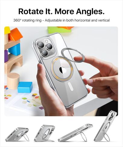 حافظة andobil لهاتف iPhone 15 Pro Max [حامل حلقي 360 درجة] [متوافق مع Magsafe] حافظة هاتف رفيعة مغناطيسية للحماية من السقوط لهاتف iPhone 15 Promax للرجال والنساء - تيتانيوم طبيعي، 6.7 بوصة in Kuwait