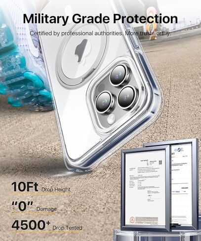 حافظة andobil لهاتف iPhone 15 Pro Max [حامل حلقي 360 درجة] [متوافق مع Magsafe] حافظة هاتف رفيعة مغناطيسية للحماية من السقوط لهاتف iPhone 15 Promax للرجال والنساء - تيتانيوم طبيعي، 6.7 بوصة in Kuwait