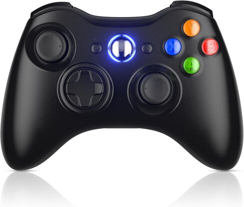 بديل لوحدة تحكم Xbox 360، عصا التحكم اللاسلكية المحدثة للوحة الألعاب المتوافقة مع Xbox 360 وSlim/Windows 11/10/8/7 PC مع جهاز استقبال 2.4 جيجا هرتز (أسود) in Saudi Arabia