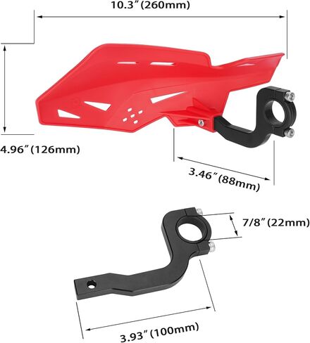 7/8'' 22mm Dirt Bike Handguards, Handle Bar Hand Guards Protector with CNC Bracket Pair for Motocross ATV SX SXF EXC XCW KLX KX LTR TRX - Black in Saudi Arabia