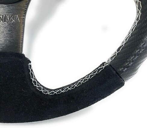 عجلة قيادة عربة الجولف العالمية تاناكا مقاس 12.5 بوصة/320 مم 6 مسامير من جلد الغزال/الفينيل والألومنيوم مع زر قرن أسود in Kuwait