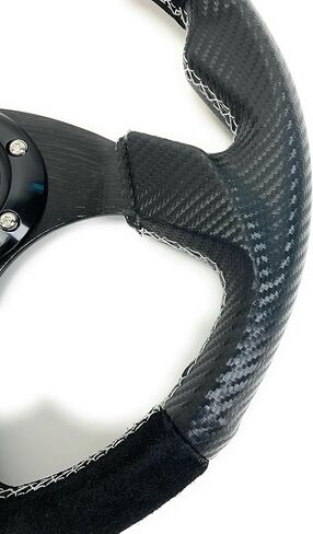 عجلة قيادة عربة الجولف العالمية تاناكا مقاس 12.5 بوصة/320 مم 6 مسامير من جلد الغزال/الفينيل والألومنيوم مع زر قرن أسود in Kuwait