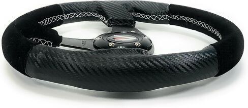 عجلة قيادة عربة الجولف العالمية تاناكا مقاس 12.5 بوصة/320 مم 6 مسامير من جلد الغزال/الفينيل والألومنيوم مع زر قرن أسود in Kuwait