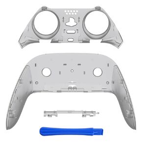 eXtremeRate Top Bottom Decorative Trim Shell Compatible with ps5 Edge Controller DIY Replacement Front Back Clip Shell, Custom Clear Black Plates Cover Compatible with ps5 Edge Controller