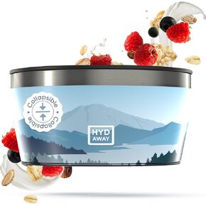 وعاء معزول قابل للطي مع غطاء من HYDAWAY - 1 لتر (950 مل)، أوعية كبيرة قابلة للطي من السيليكون للتخييم والمركبات الترفيهية والسفر، وعاء ماء محمول للكلاب، يمكن طيه حتى 2.54 سم، مقاوم للانسكاب وحافة فولاذية in Kuwait