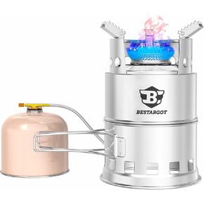 Bestargot Camping Stove, Portable Gas Stove/Wood Stove with Carrying Bag, Dual Fuel Backpacking Stove for Camping, Hiking, Trekking, Fishing, Hunting and Emergency Use