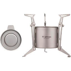 Titanium Alcohol Stove with Foldable Stand Cover Storage Bag Portable Camping Backpacking Hiking Stove
