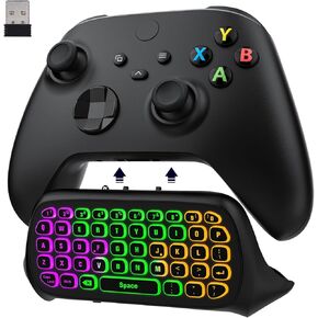 MoKo RGB Backlight Keyboard for Xbox One Controller, Xbox Series X/S, Wireless Chatpad Keypad w/ 2.4G Receiver, Xbox Accessories for Xbox One S/Elite
