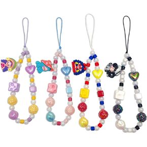 4 Pieces Cute Phone Charms Beaded Phone Strap Aesthetic Y2K Cell Phone Keychain Cute Bear Butterfly Heart Cool Phone Charm for Phone Bag Keychain Airpods Camera Pendants Decor
