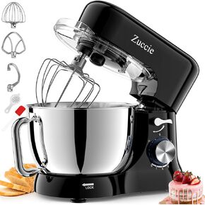 Stand Mixer, Zuccie 4.8QT Kitchen Electric Stand Mixer, 380W Motor Power Food Mixer, 8+P-Speed Dough Mixer with Dough Hook, Wire Whip & Beater, Black