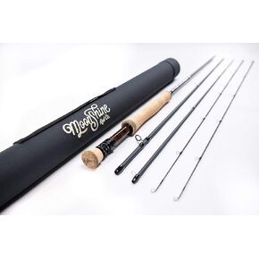 Moonshine Rod Company Fly Fishing Rod with Carrying Case and Extra Rod Tip Section Fast Action, The Vesper, 6wt 9'