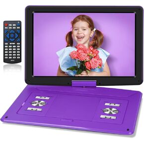 17.9" Portable DVD Player with 15.6" HD Swivel Large Screen, DVD Player Portable with 6 Hrs 5000mAh Rechargeable Battery, Sync TV, Support USB/SD Card/Regions Free, Car Charger
