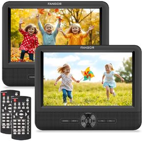FANGOR 7.5" Car DVD Player, Car DVD Player Dual Screen Play Two Different Movies or The Same Movie with Customized Headrest Strap, Support All Regions, Last Memory, USB/SD Card
