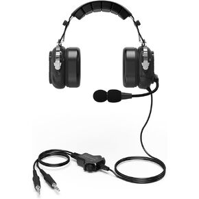 Noise Cancelling Pilot Headset General Aviation Headset with Mono and Stereo Compatibility, Electret Noise Cancelling Microphone and 3.5mm Aux Input