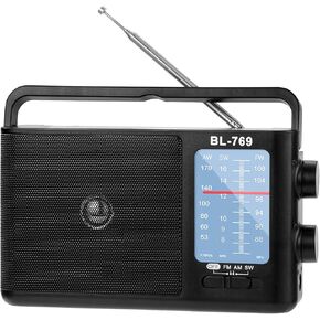 AM FM Radio Portable with Loud Speaker, Battery or AC Plug in Powered Transistor Radio with Standard Earphone Jack for Home or Outdoor, Small Gifts for Seniors Elderly