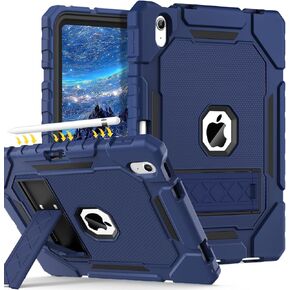Grifobes Case for iPad 10th Generation 2022(10.9 inch), Heavy Duty Military Grade Shockproof Rugged Protective 10.9" Cover with Built-in Stand/Pencil Holder for i Pad 10 Gen (Navy Blue)