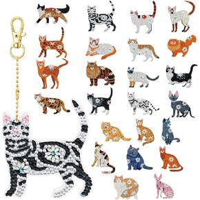 Henoyso 24 Pcs Butterfly Diamond Painting Keychains Key Chain DIY 5D Double Sided Drill Diamond Painting Ornaments Key Ring Set Diamond Kit for Kids Adult Beginners Backpack Shoulder Bag Accessory
