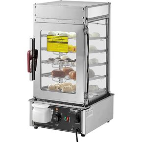 VEVOR Commercial Food Warmer Display, 5-Tier Food Steamer Bun Warmer Machine, 86℉~230℉ Temperature Control, Stainless Steel Steamed Buns Warmer with LED, Steam Heating for Steamed Buns Siomai Corn