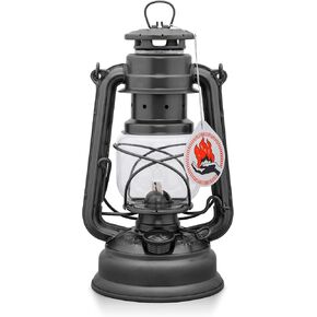 Feuerhand Outdoor Kerosene Fuel Lantern, German Made Weather Resistant Baby Special 276 Galvanized Hurricane Lamp for Camping or Patio, 10 Inches, Sparkling Iron Gray