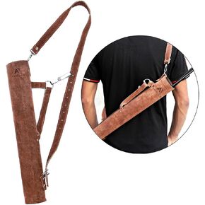 Real Leather Archery Arrow Quiver Holder Adjustable Arrow Backpack Bag Holder Hip Back Quiver for Arrows, Traditional Handmade Archery Quiver for Bow Hunting and Target Practicing