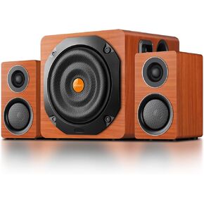 Computer Gaming Speaker System with Subwoofer, PC Desktop Monitor Surround Sound, Two Satellite with Midrange and Treble, Full Range Coverage, Support Optical/Coaxial/3.5 to RCA/Wireless Connection