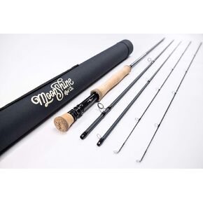Moonshine Rod Company Fly Fishing Rod with Carrying Case and Extra Rod Tip Section Fast Action, The Vesper, 8wt 9'