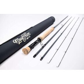 Moonshine Rod Company Fly Fishing Rod with Carrying Case and Extra Rod Tip Section Fast Action, The Vesper, 7wt 9'