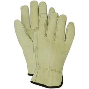 MAGID B6540ET Roadmaster Tan 100% Cow Grain Leather Driver Gloves, Medium Yellow