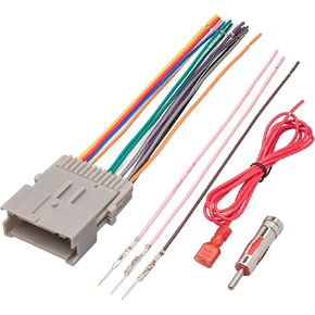 RED WOLF Car Radio Wiring Harness w/Antenna Adapter Compatible with 2002-2008 GM Chevy Silverado Impala GMC Sierra Buick Cadillac Aftermarket Stereo CD Receiver Wire Cable Aerial Connector Plug