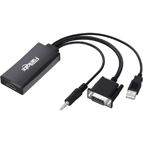 fairikabe VGA to HDMI Adapter with Audio, (PC VGA Output Source to TV/Monitor with HDMI Input Display), VGA Male to HDMI Female Converter for Monitor, 1080p VGA HDMI Adapter USB Powered…