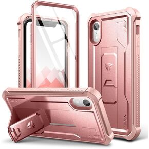 Dexnor for iPhone XR Case, [Built in Screen Protector and Kickstand] Heavy Duty Military Grade Protection Shockproof Protective Cover for iPhone XR, Black