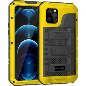 Beasyjoy for iPhone XR Metal Case, Waterproof Heavy Duty Case with Built-in Screen Protector, Full Body Protective Shockproof Tough Rugged Military Grade Defender Outdoor Case(Yellow) in Kuwait