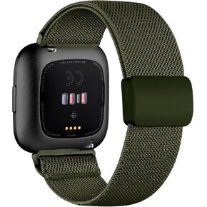 Stretchy Bands Compatible with Fitbit Versa 2 Bands/Fitbit Versa 2 Bands for Women/Fitbit Versa Bands, with Magnetic Buckle Soft Nylon Smartwatch Band for Fitbit Versa 2/Versa/Versa Lite/SE