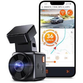 Vantrue E1 Lite 1080P WiFi Mini Dash Cam with GPS and Speed, Free App, Voice Control Detachable Dash Camera, 24 Hours Parking Mode, Night Vision, Motion Detection, Loop Recording, Support 512GB Max