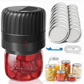 Electric Mason Jar Vacuum Sealer Kit for Wide-Mouth & Regular-Mouth Mason Jars, Food Saver Vacuum Canning Sealer Machine Includes 16 Jar Lids