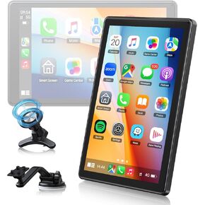 Volam 7'' HD Wireless Carplay Screen for Car with Magnetic Mount, Landscape & Portrait Screen Compatible with Apple Carplay and Android Auto,Portable Car Stereo with GPS Navigation,OTA,Voice Assistant